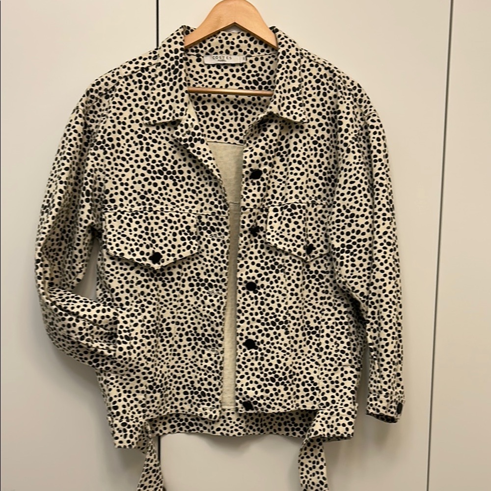 Black and White Utility Jacket with Animal Print